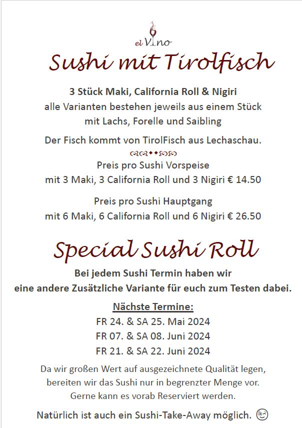 Sushi mit Tirolfisch